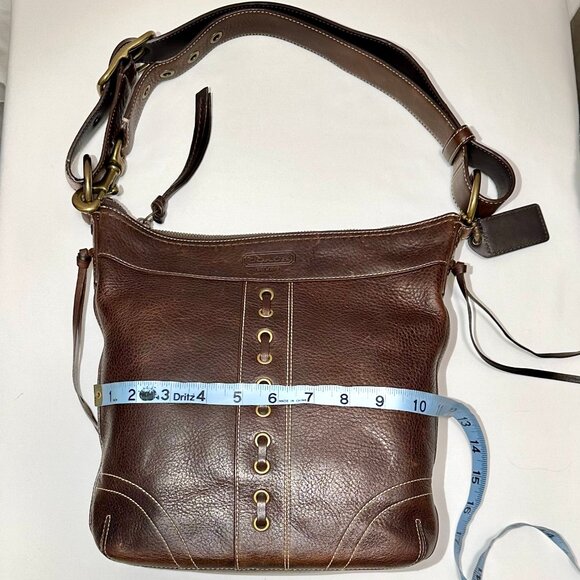 COACH Chelsea Laced Fringe.Duffle Distressed Pebble Leather Chestnut Brown 10399 - Picture 15 of 16